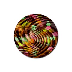 Wave Rings Circle Abstract Rubber Coaster (round)  by Nexatart