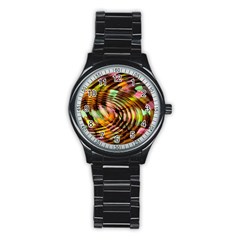 Wave Rings Circle Abstract Stainless Steel Round Watch by Nexatart