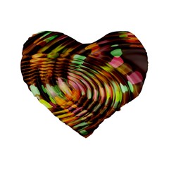 Wave Rings Circle Abstract Standard 16  Premium Flano Heart Shape Cushions by Nexatart