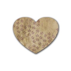 Parchment Paper Old Leaves Leaf Rubber Coaster (Heart) 