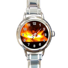 Fire Rays Mystical Burn Atmosphere Round Italian Charm Watch by Nexatart