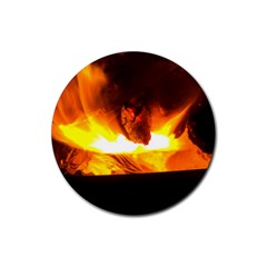 Fire Rays Mystical Burn Atmosphere Rubber Round Coaster (4 Pack)  by Nexatart