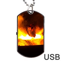 Fire Rays Mystical Burn Atmosphere Dog Tag Usb Flash (one Side) by Nexatart