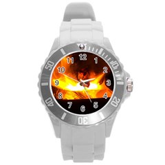 Fire Rays Mystical Burn Atmosphere Round Plastic Sport Watch (l) by Nexatart