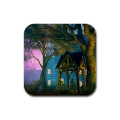 Background Forest Trees Nature Rubber Square Coaster (4 Pack)  by Nexatart