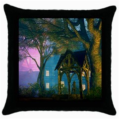 Background Forest Trees Nature Throw Pillow Case (black) by Nexatart