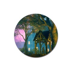 Background Forest Trees Nature Magnet 3  (round)