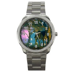 Background Forest Trees Nature Sport Metal Watch by Nexatart