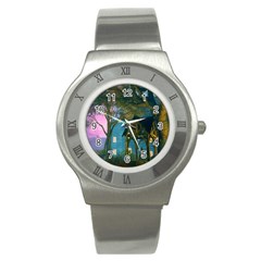 Background Forest Trees Nature Stainless Steel Watch by Nexatart