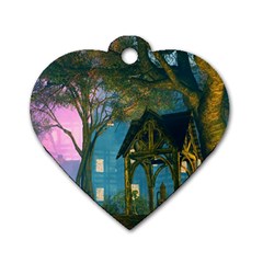 Background Forest Trees Nature Dog Tag Heart (one Side) by Nexatart