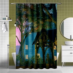 Background Forest Trees Nature Shower Curtain 48  X 72  (small)  by Nexatart