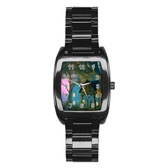 Background Forest Trees Nature Stainless Steel Barrel Watch by Nexatart