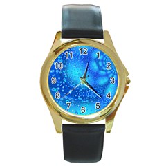 Bokeh Background Light Reflections Round Gold Metal Watch by Nexatart