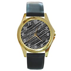 Background Structure Pattern Round Gold Metal Watch by Nexatart