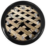 Texture Wood Flooring Brown Macro Wall Clocks (Black) Front