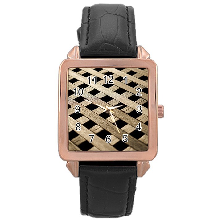 Texture Wood Flooring Brown Macro Rose Gold Leather Watch 