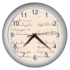 German French Lecture Writing Wall Clocks (silver)  by Nexatart