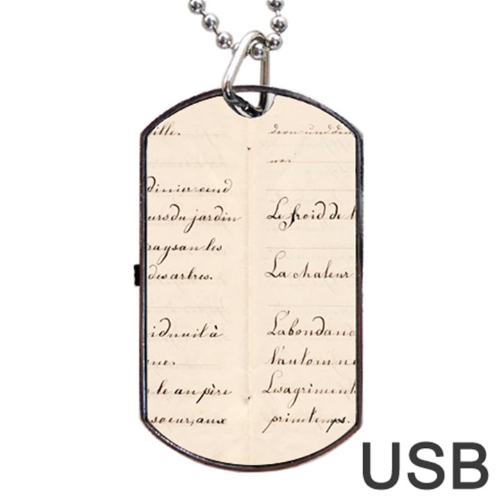 German French Lecture Writing Dog Tag USB Flash (One Side)