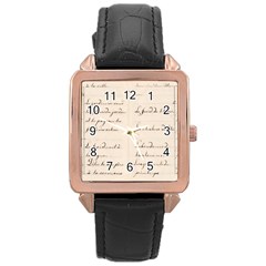 German French Lecture Writing Rose Gold Leather Watch  by Nexatart