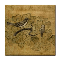 Birds Figure Old Brown Tile Coasters by Nexatart