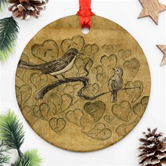 Birds Figure Old Brown Ornament (round) by Nexatart