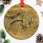 Birds Figure Old Brown Ornament (Round) Front