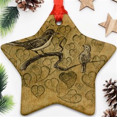 Birds Figure Old Brown Ornament (star) by Nexatart