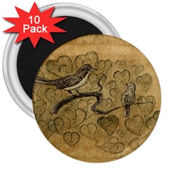 Birds Figure Old Brown 3  Magnets (10 Pack)  by Nexatart