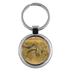 Birds Figure Old Brown Key Chains (round)  by Nexatart