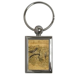 Birds Figure Old Brown Key Chains (rectangle)  by Nexatart