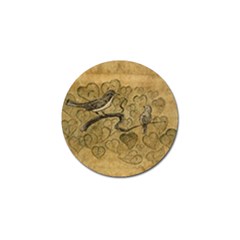 Birds Figure Old Brown Golf Ball Marker by Nexatart