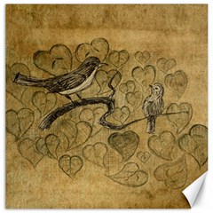 Birds Figure Old Brown Canvas 12  X 12   by Nexatart