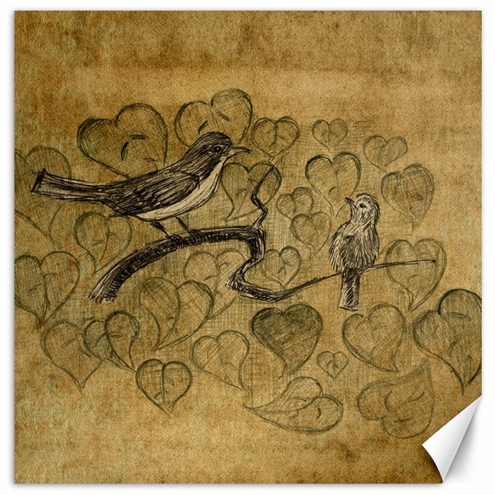 Birds Figure Old Brown Canvas 20  x 20  