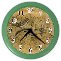 Birds Figure Old Brown Color Wall Clocks by Nexatart