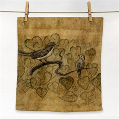 Birds Figure Old Brown Face Towel by Nexatart