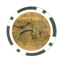 Birds Figure Old Brown Poker Chip Card Guard (10 Pack) by Nexatart