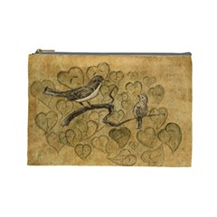 Birds Figure Old Brown Cosmetic Bag (large)  by Nexatart