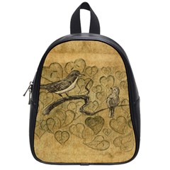 Birds Figure Old Brown School Bags (small)  by Nexatart