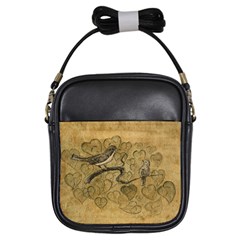 Birds Figure Old Brown Girls Sling Bags by Nexatart