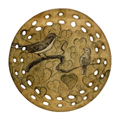 Birds Figure Old Brown Round Filigree Ornament (two Sides) by Nexatart