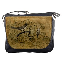 Birds Figure Old Brown Messenger Bags by Nexatart