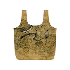 Birds Figure Old Brown Full Print Recycle Bags (s)  by Nexatart