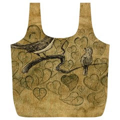 Birds Figure Old Brown Full Print Recycle Bags (l)  by Nexatart