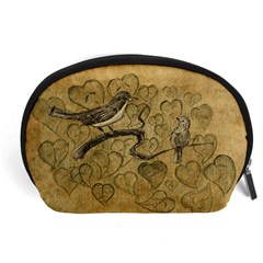 Birds Figure Old Brown Accessory Pouches (large)  by Nexatart