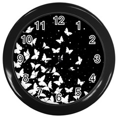 Butterfly Pattern Wall Clocks (black) by Valentinaart