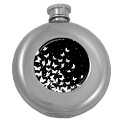 Butterfly Pattern Round Hip Flask (5 Oz) by Valentinaart