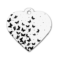 Butterfly Pattern Dog Tag Heart (two Sides) by Valentinaart