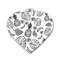 Tropical Pattern Dog Tag Heart (one Side) by Valentinaart