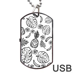 Tropical Pattern Dog Tag Usb Flash (two Sides) by Valentinaart