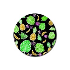 Tropical Pattern Rubber Coaster (round)  by Valentinaart